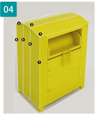 収納用の箱の黄色い衣類の寄付の粉のコーティングをリサイクルするH1800mm